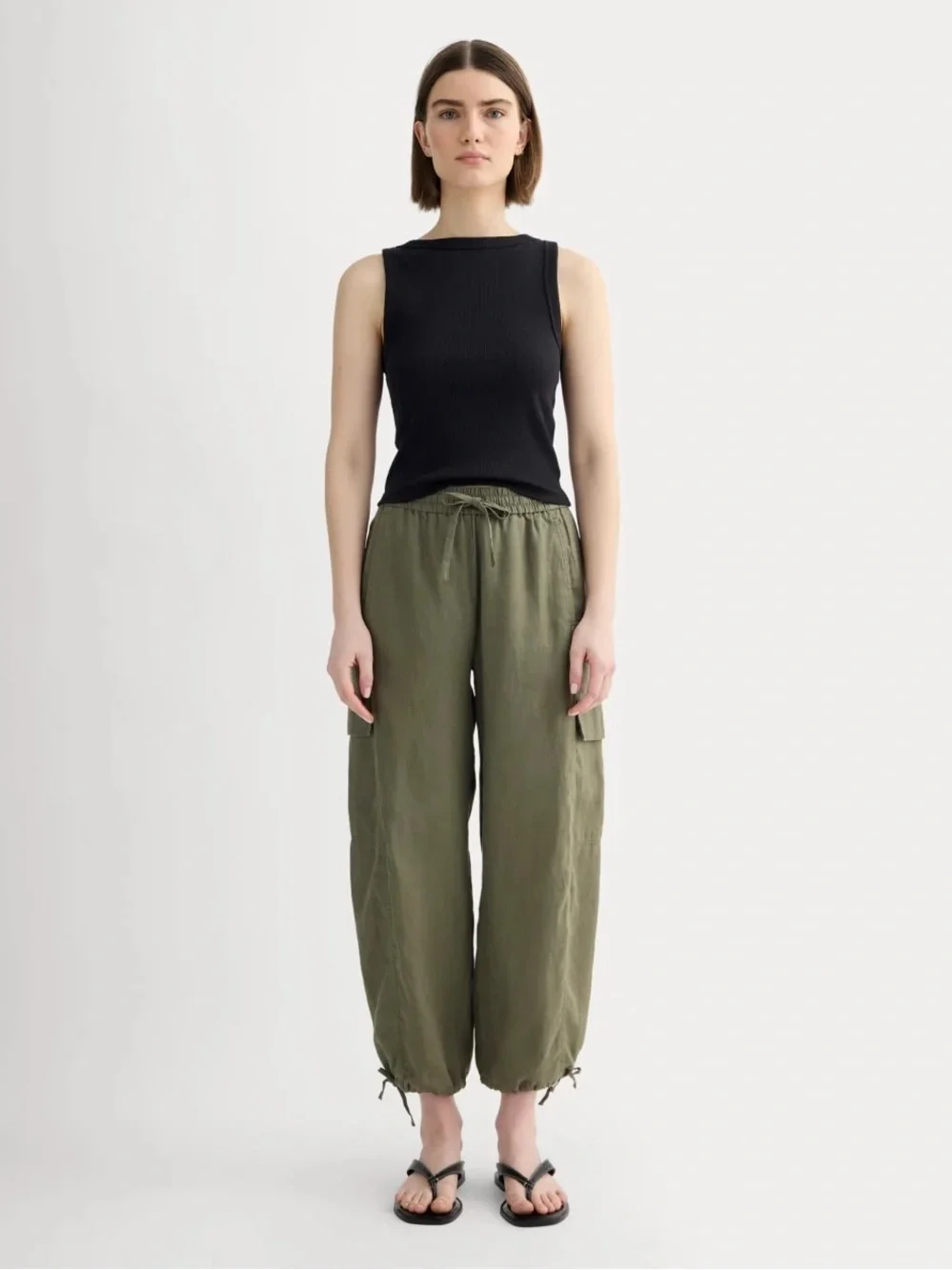 Everlane Linen Cargo Pants Kalamata Olive Green Size XL